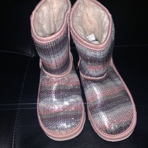 Girls UGG Boots, Size 13, PINK/SILVER